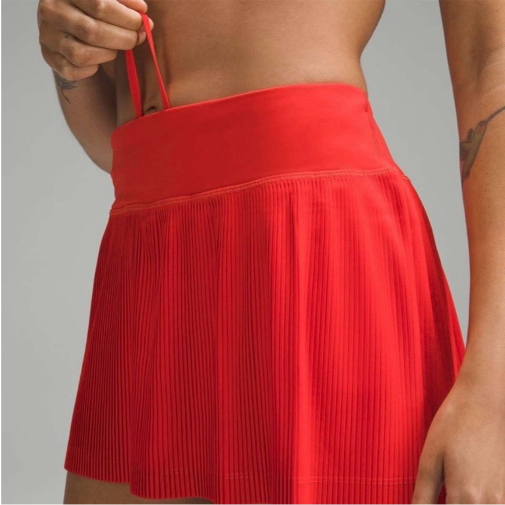 🕶️lululemon skort Pleat to Street Mid-Rise Skirt Tennis Golf Hot Heat Red 14 XL - Picture 5 of 10